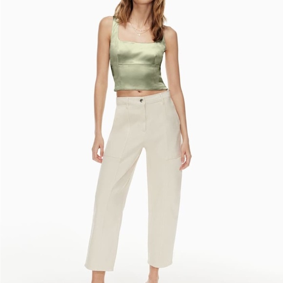 Aritzia Wilfred Shine Bustier Top in Eucalyptus Green | Size Large - Picture 1 of 15